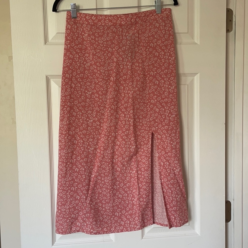 NWT Hollister Pink Floral Midi Skirt
